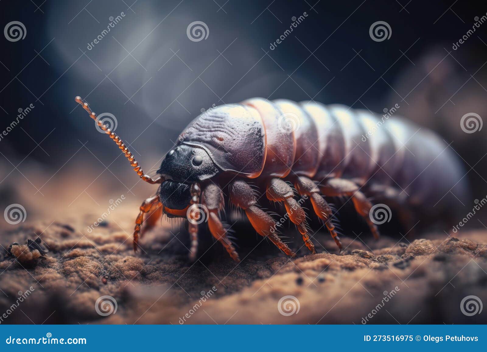 A Close Up of a Bed Bug on a Bed of Dirt Stock Illustration