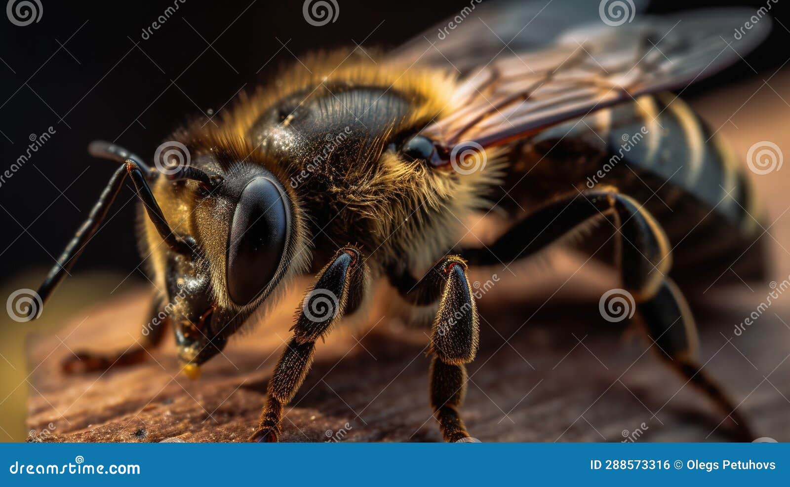 A Close Up of a Bee on a Piece of Wood Stock Photo Image of isolated