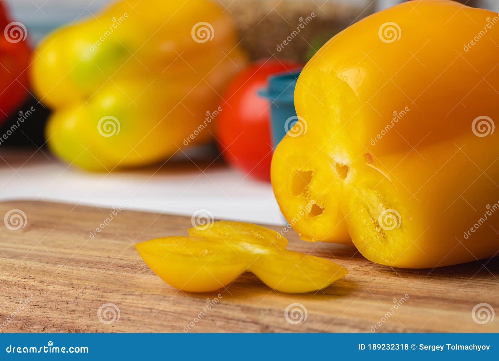 Close Up of Bell Pepper on Kitchen Table Stock Photo Image of pepper