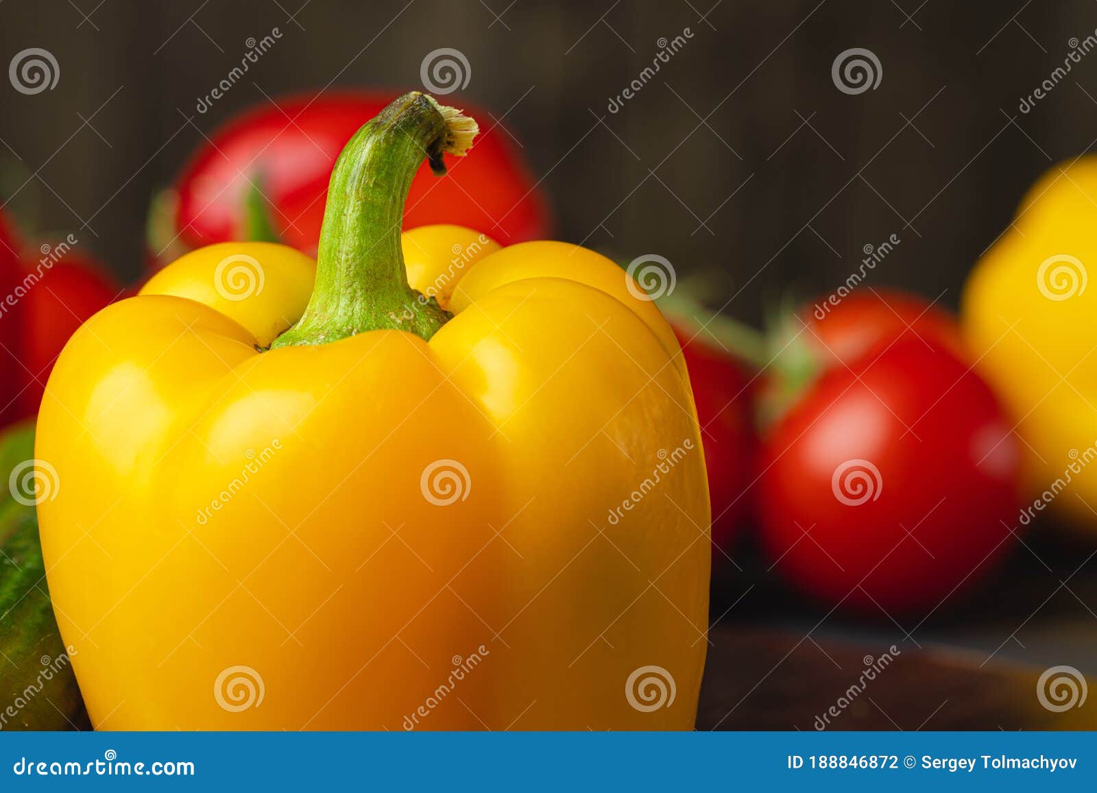 Close Up of Bell Pepper on Kitchen Table Stock Photo Image of green