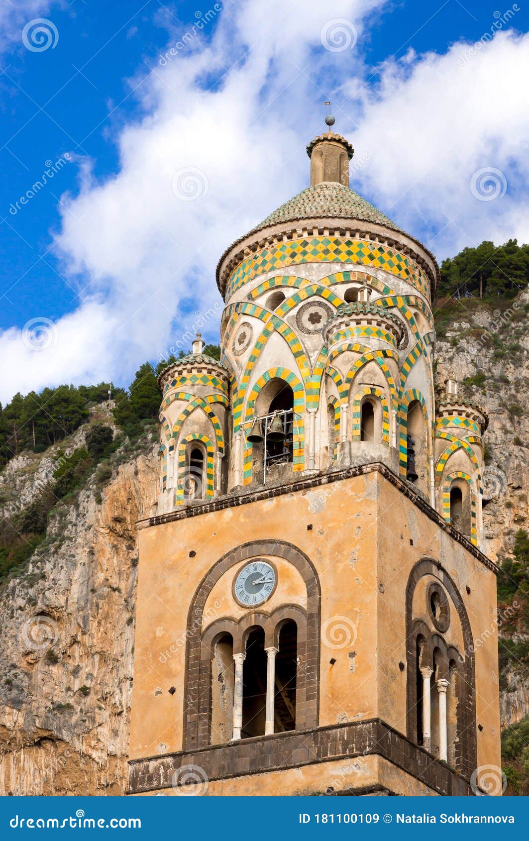 Duomo Di Amalfi / Cattedrale Di Sant'andrea Close Up of Bell Tower, Amalfi Cathedral, Cattedrale Di Sant`Andrea