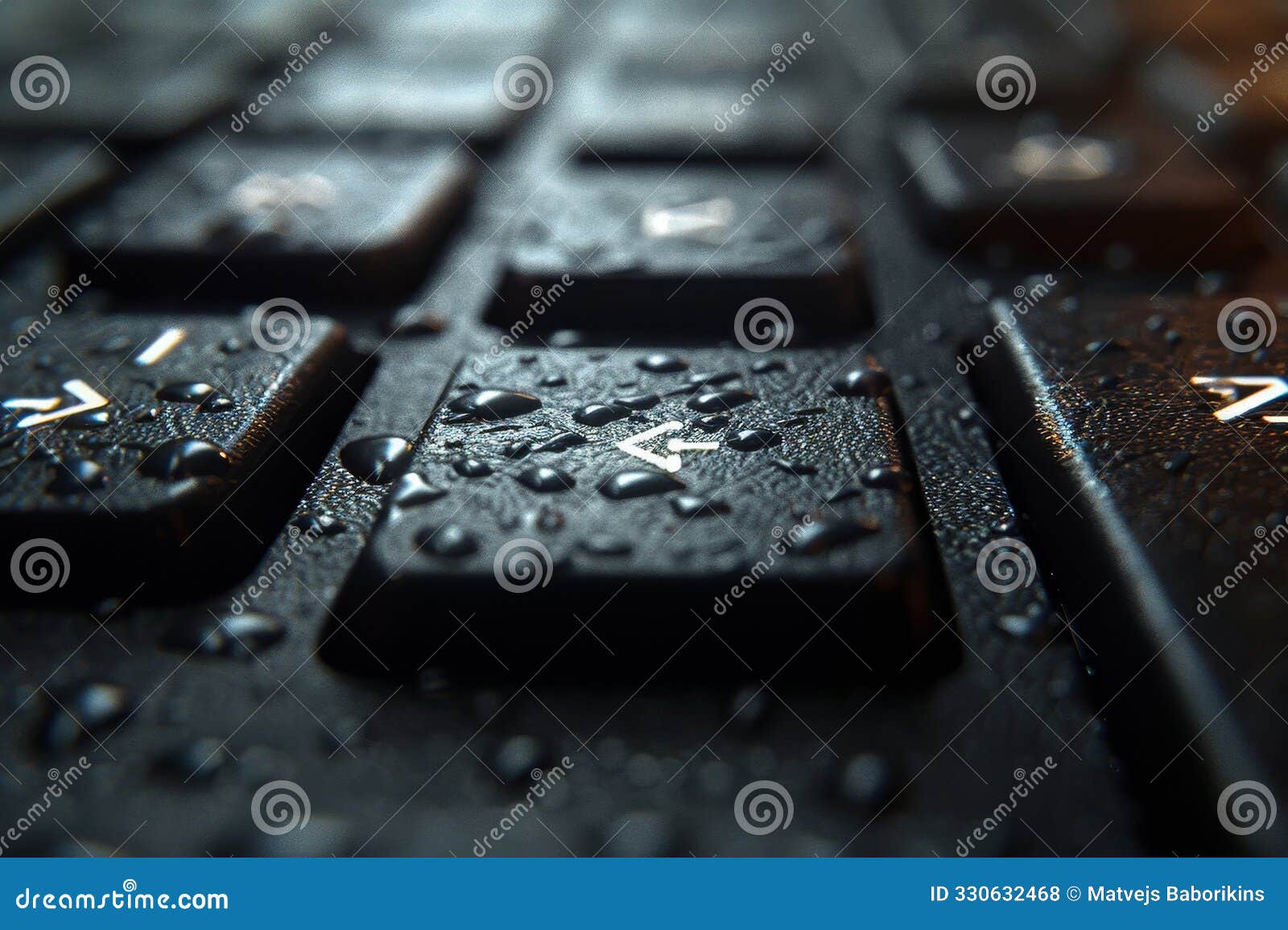 close up of black arrow keys on computer keyboard for controlling movement, computer peripherals