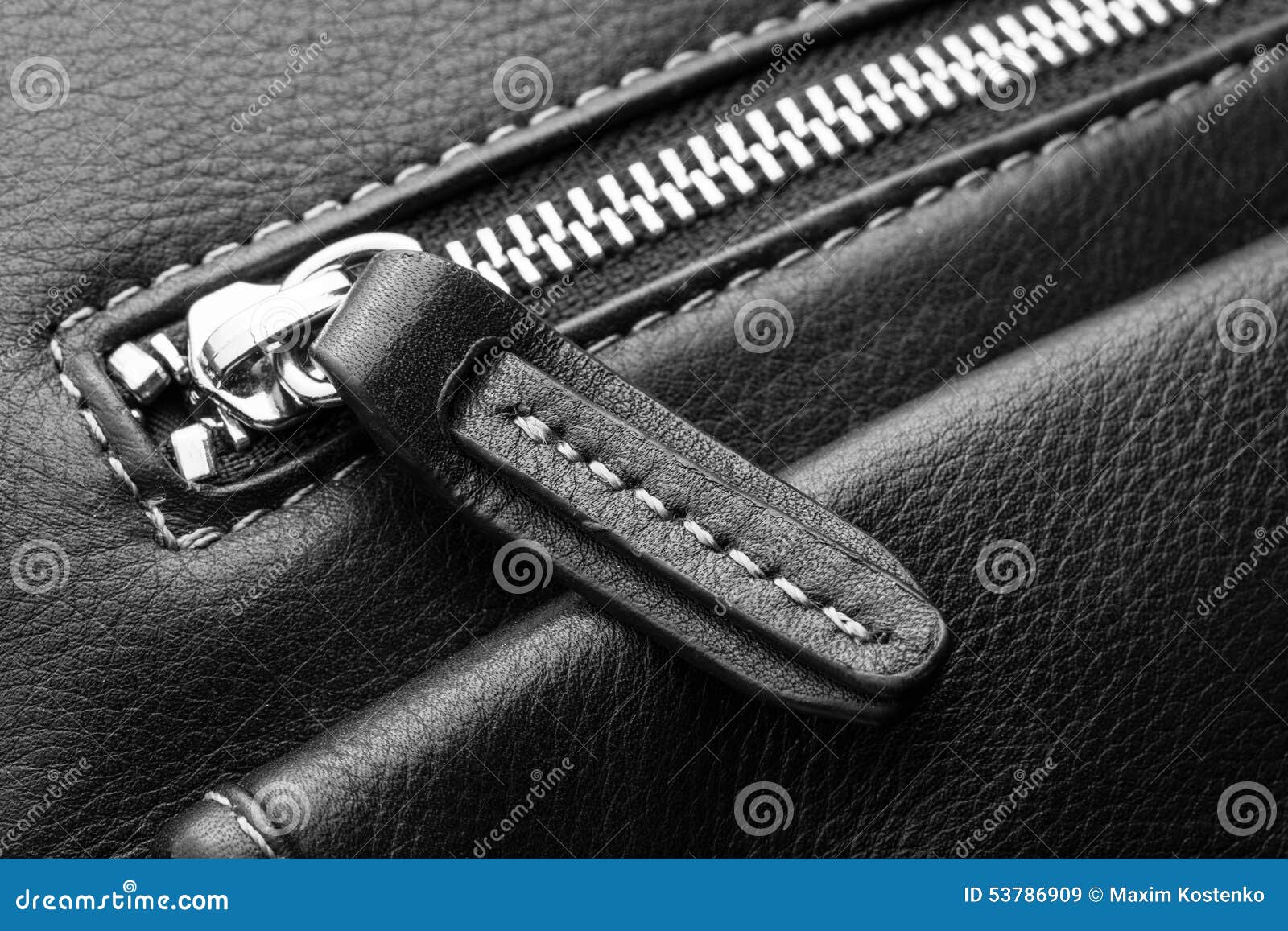 Close Up of Black Leather Bag Zipper Stock Image Image of entertainment, accessibility 53786909