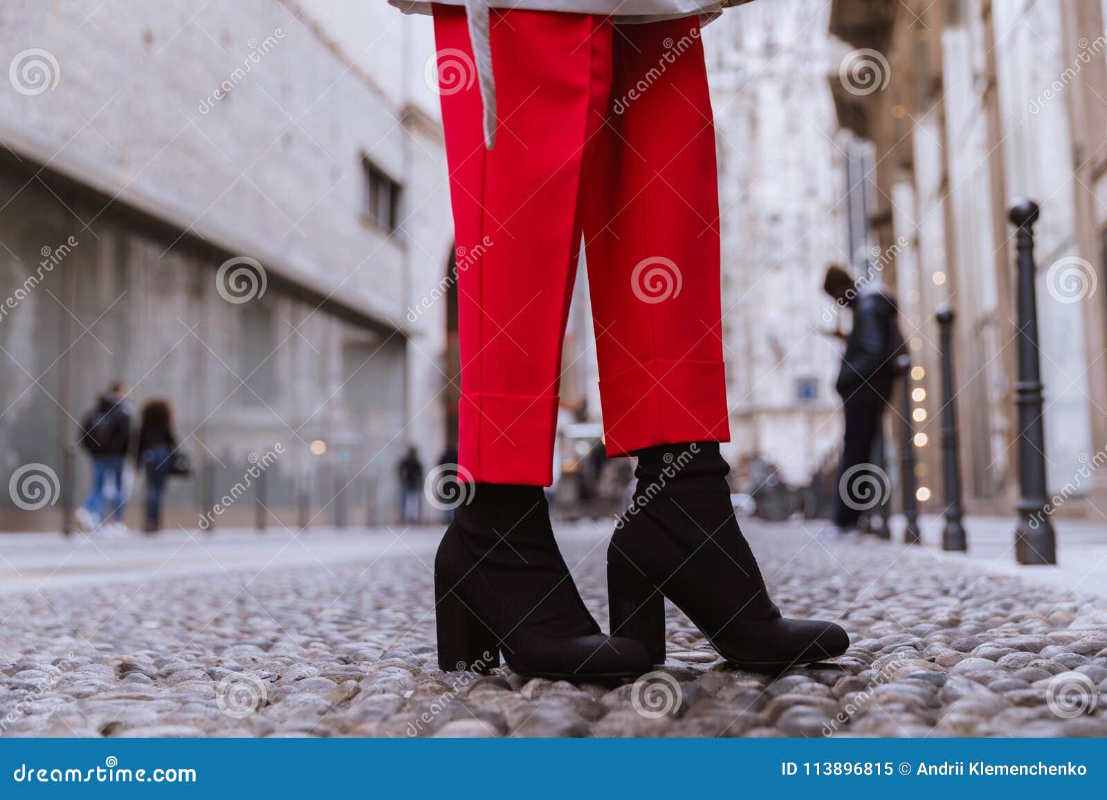 Close Up of Black Women S Boot Socks on the Italian Street. Stock Image ...