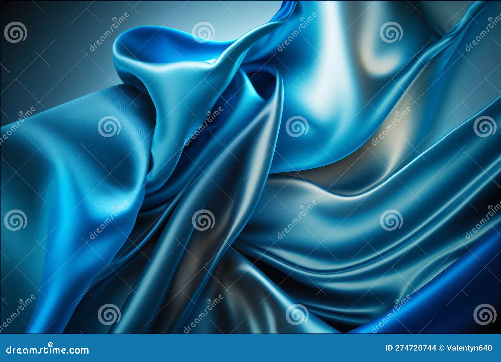 Close Up of Blue Fabric with Very Smooth Design on it. Generative AI