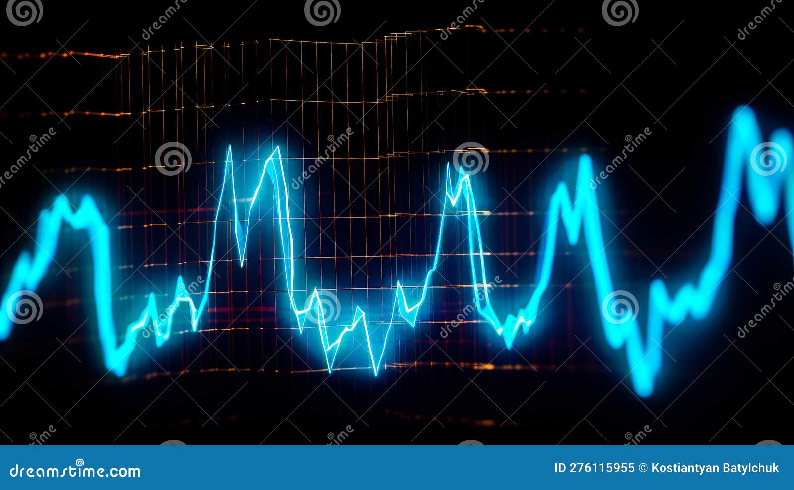Close Up of Blue and Green Line on Black Background with Black