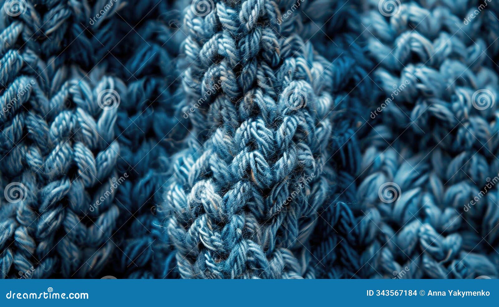 close-up of blue knitted fabric texture for craft and  background