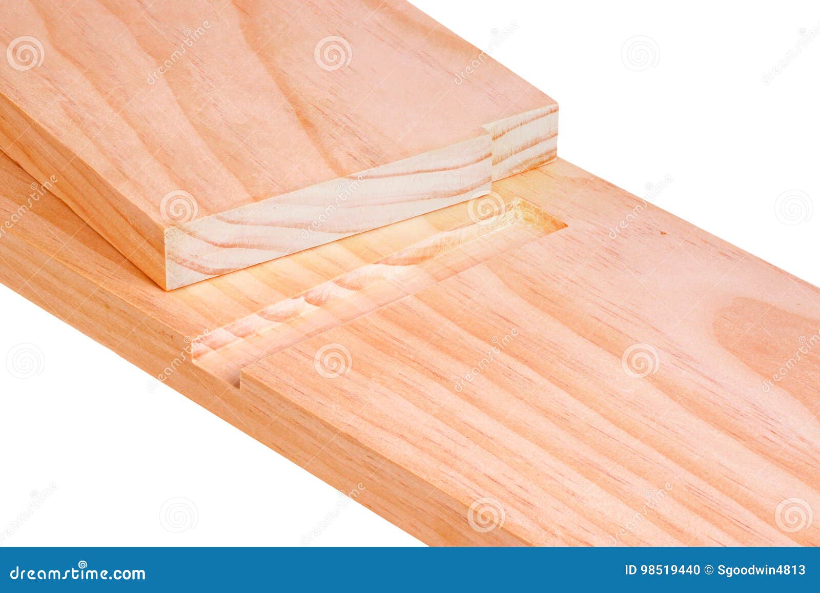 close-up of boards for a blind dado joint 