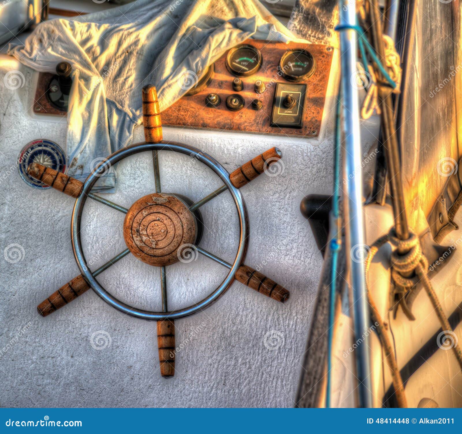 Close Up of a Boat Steering Wheel in Hdr Stock Photo Image of action
