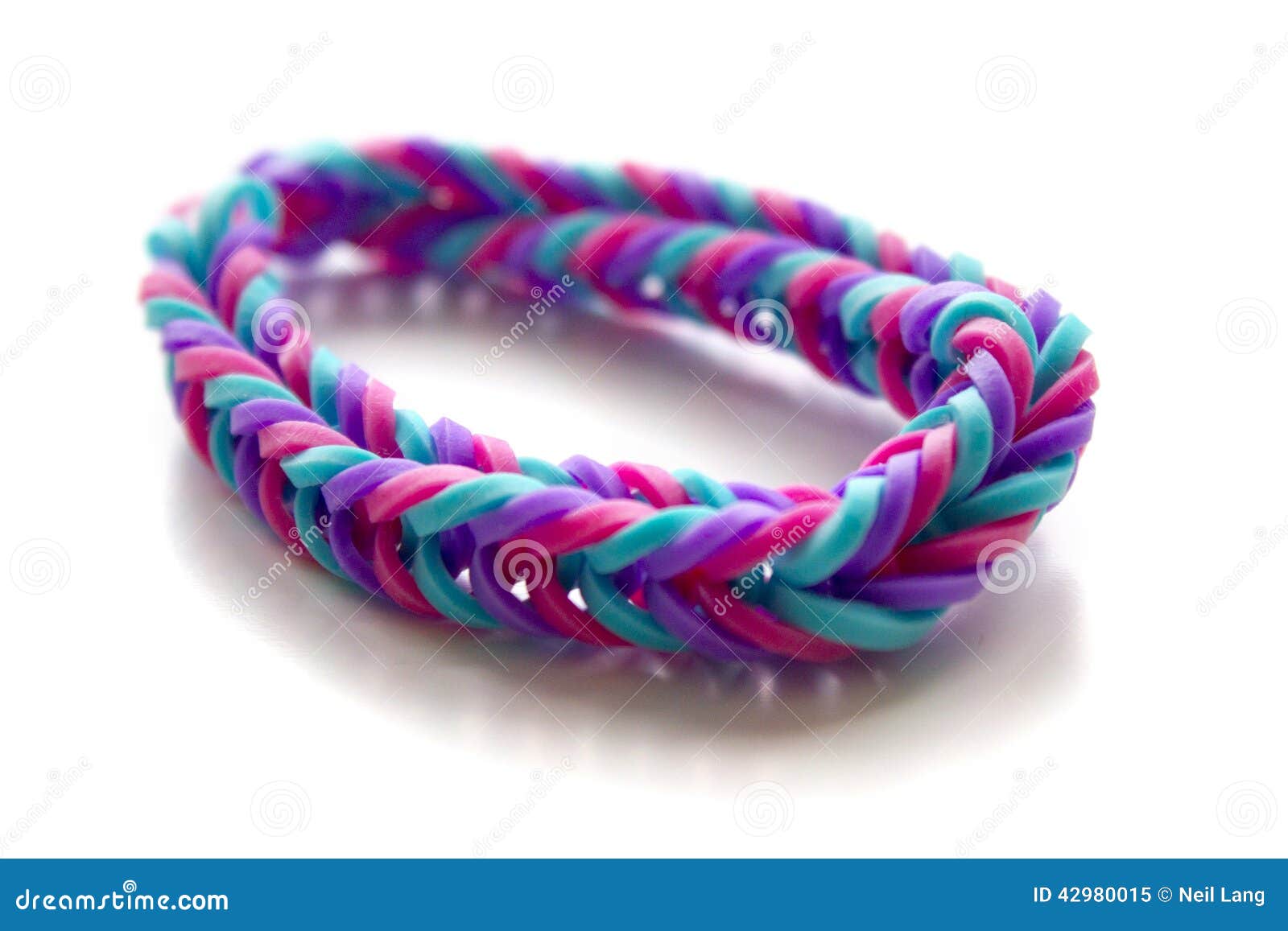 Colorful Loom Bracelet Rubber Bands Isolated On White Background