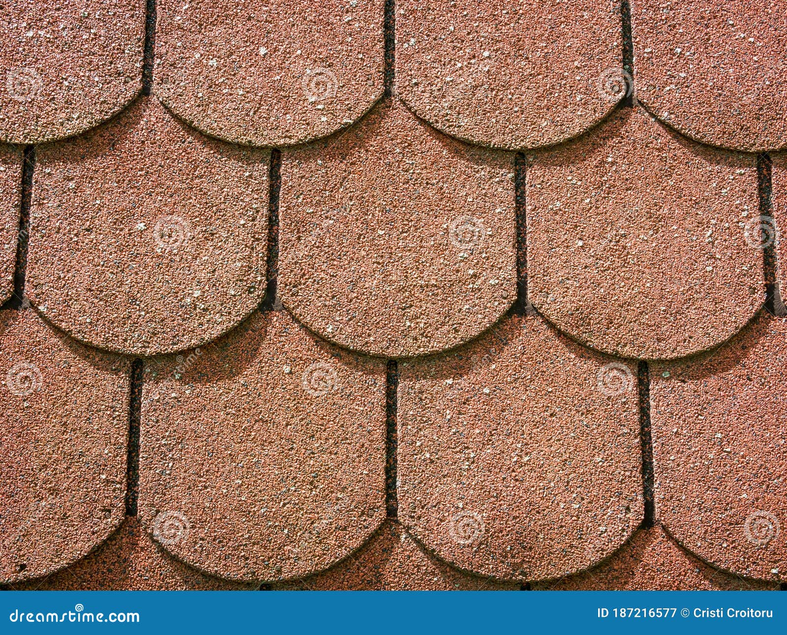 Close Up with Brick Red Roof Tiles. Roof Seamless Pattern Stock Image