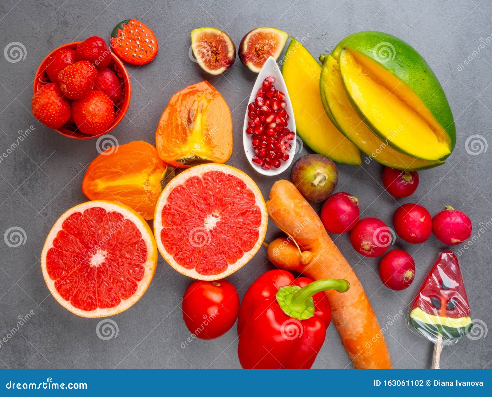 Close Up of Bright Red, Orange Healthy Fruits and Vegetables Products ...