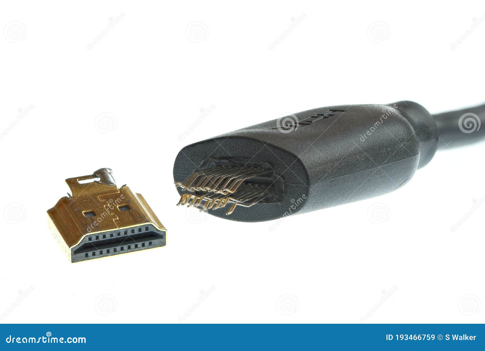 Broken HDMI Cable. Type a. Close Up. Stock Image - Image of pins, hdmi:  193466759
