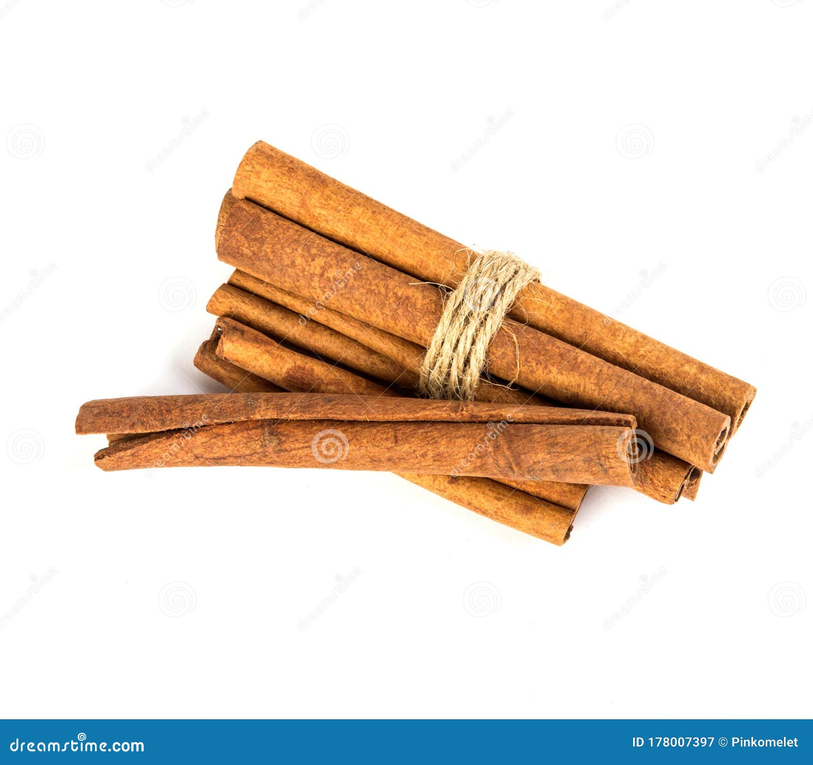 Close Up the Brown Cinnamon Isolated on White Background , Overhead and