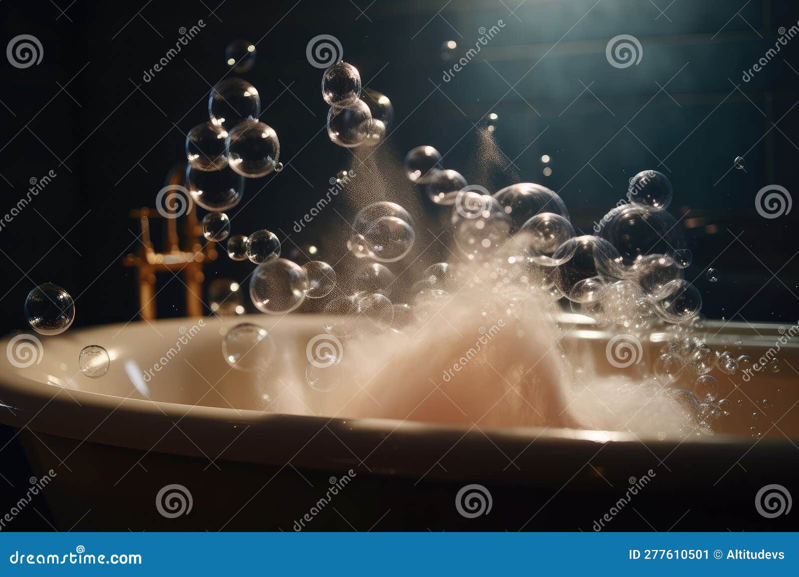 Closeup of a Bubble Bath, Overflowing with Bubbles and Steam Stock Image Image of steam