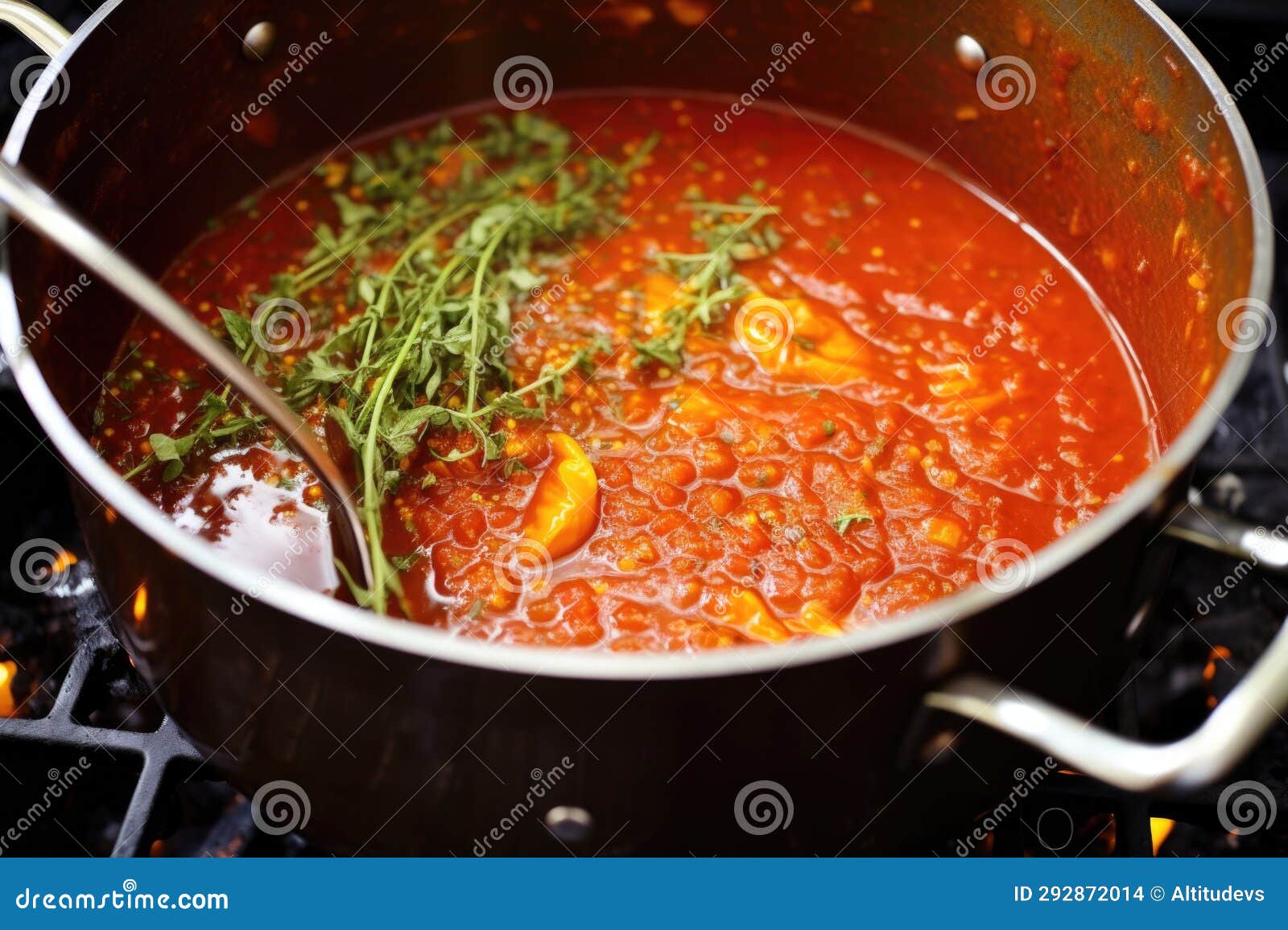 Closeup of Bubbling Tomato Sauce in a Pot Stock Photo Image of food
