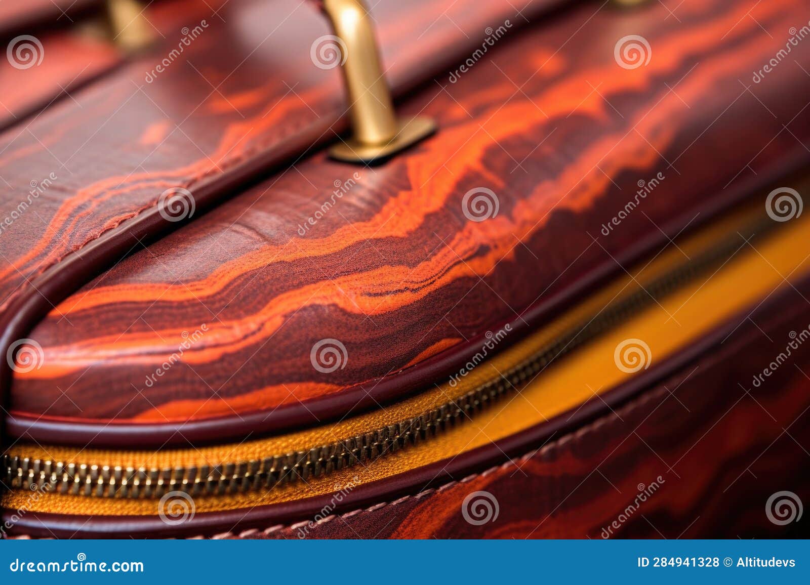 Closeup of Burnished Leather Edges on a Bag Stock Illustration