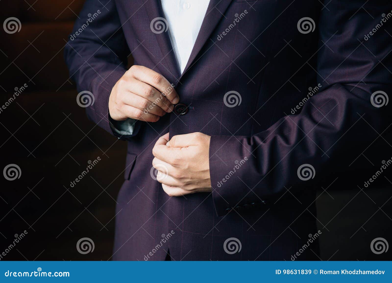 Close Up Businessman Groom Wearing His Jacket Concept Of Men Stylish