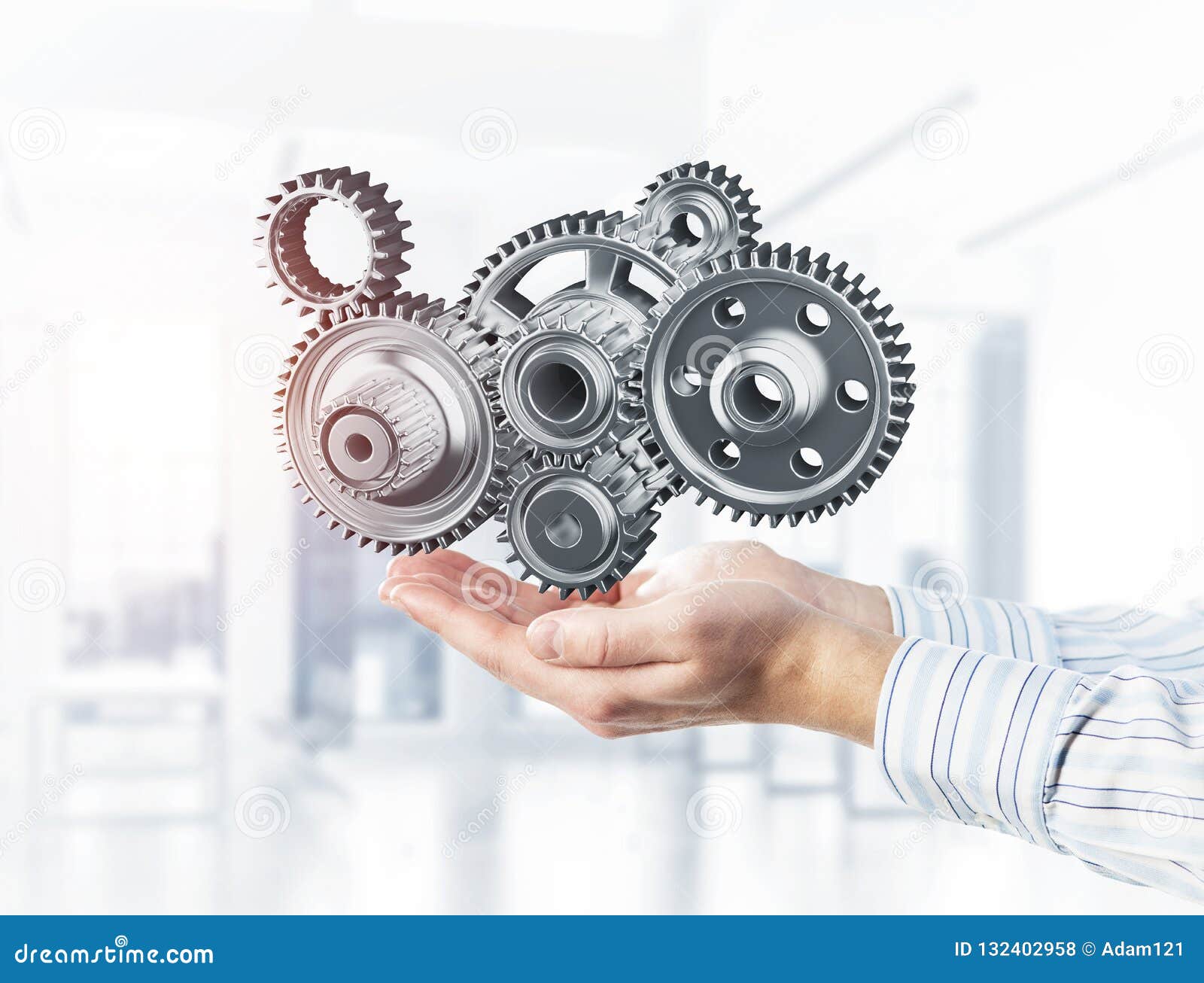 engine mechanism in male ahnds as  for cooperation or team