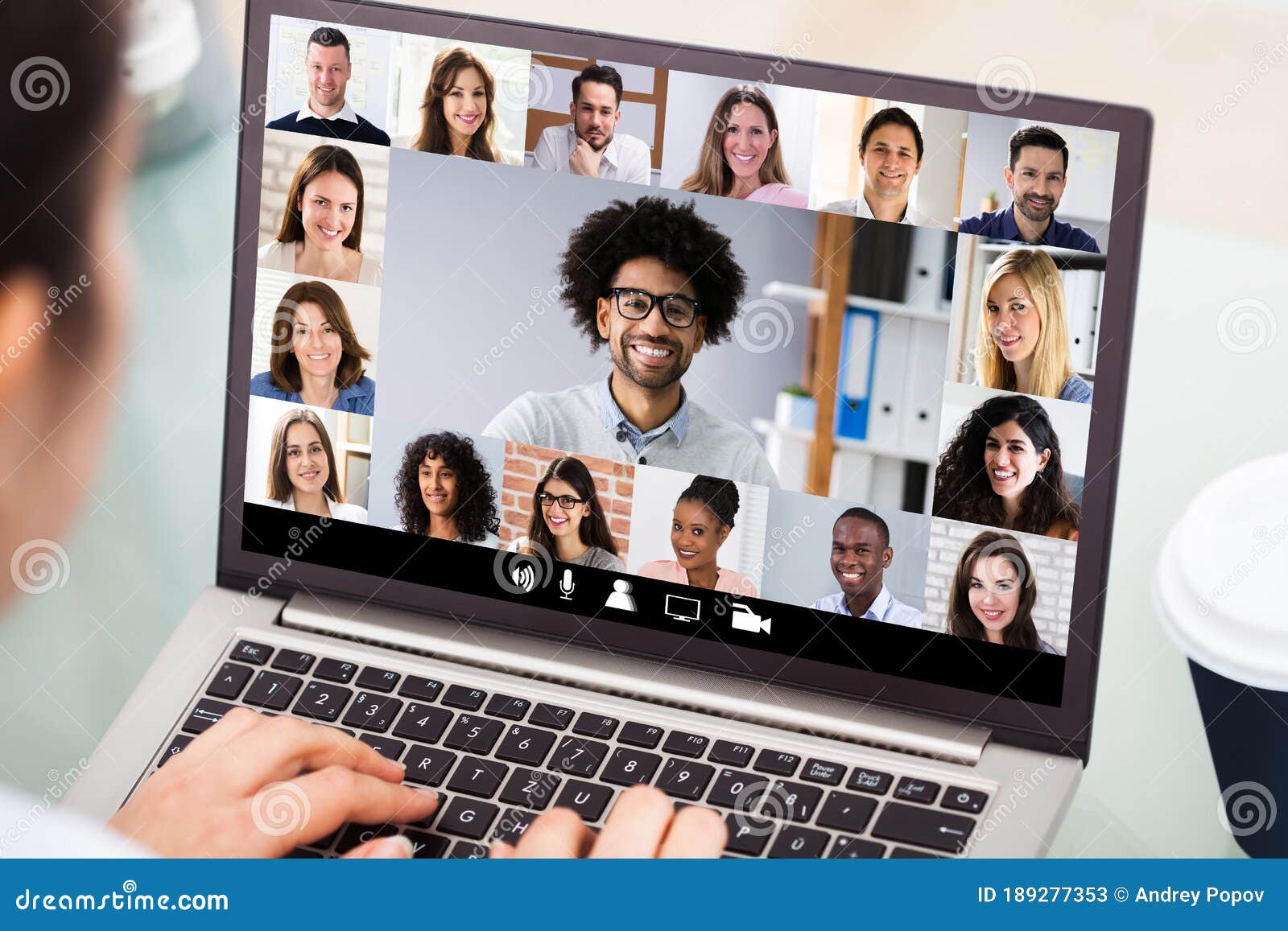 businesswoman video conferencing with laptop