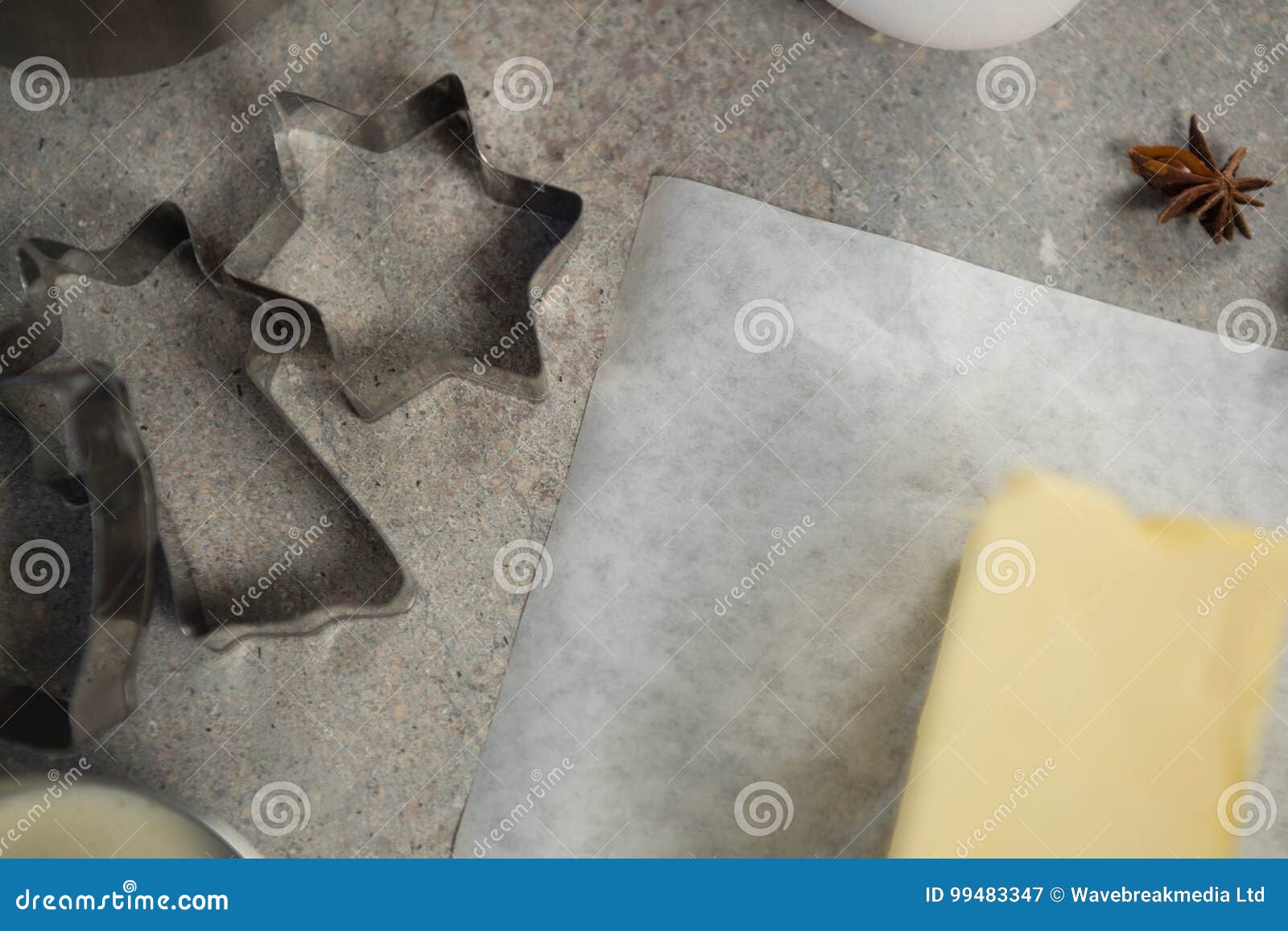 Close Up of Butter with Pastry Cutters Stock Image Image of
