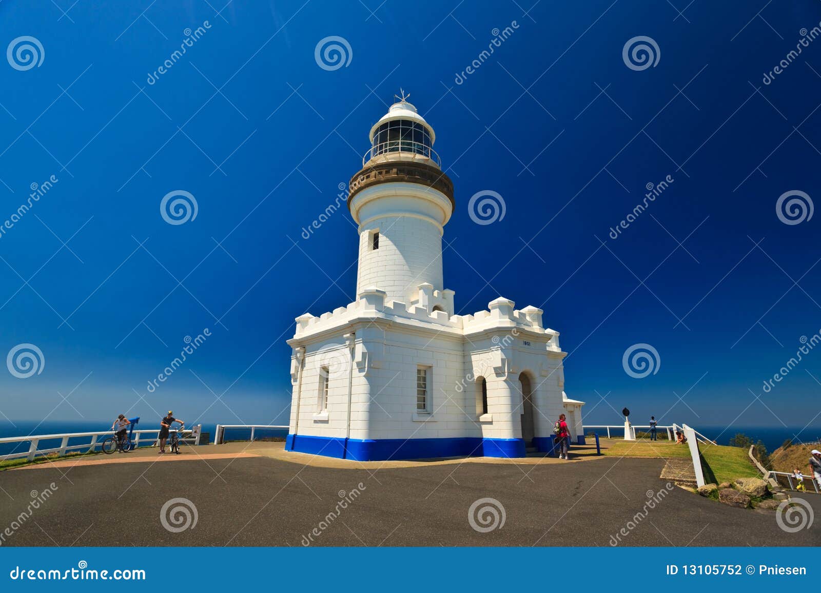 Close Up of Byron Bay Lighthouse with Cyclists Stock Photo Image of nautical, lighthouse 13105752