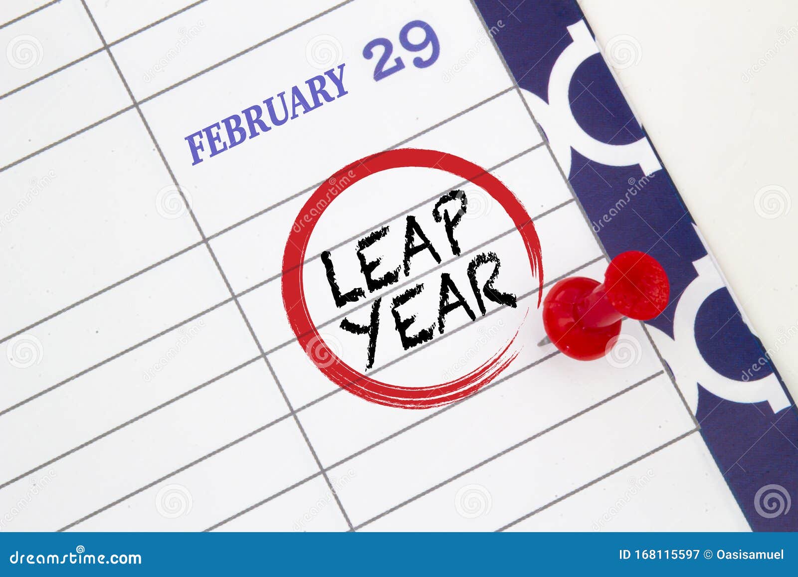 close up a calendar on february 29 on a leap year