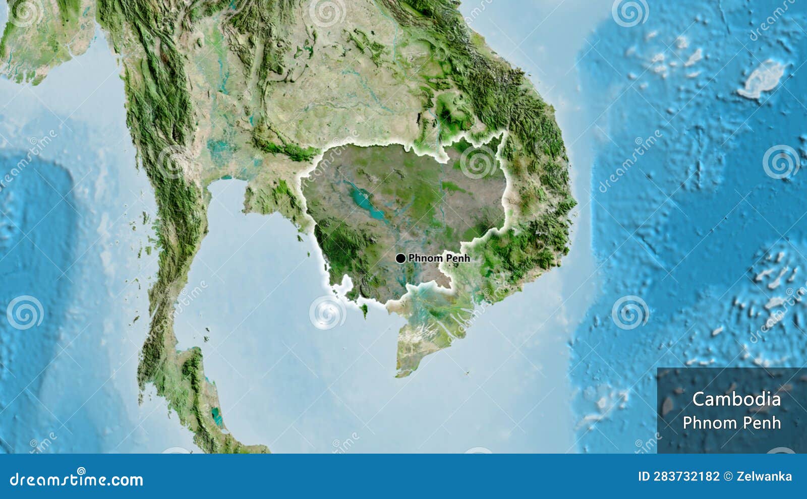 cambodia border  overlay. glowed. satellite. labels