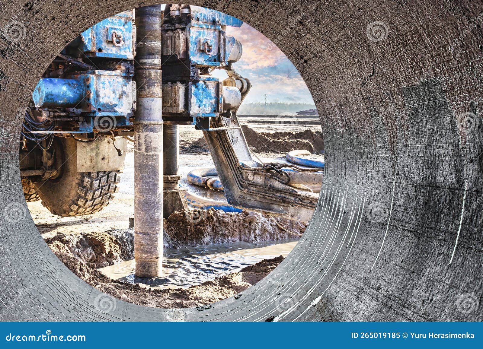 Closeup of a Carbased Drilling Rig at a Construction Site. Drilling