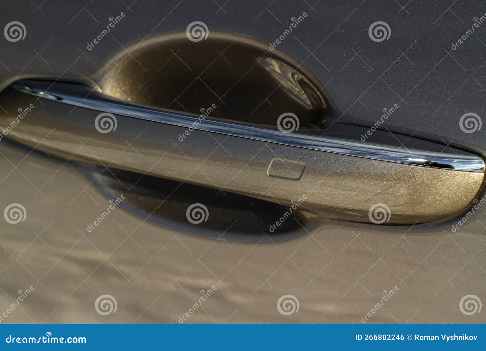 Close Up of Car Door Handle. Keyless Entry System with Touch Sensor