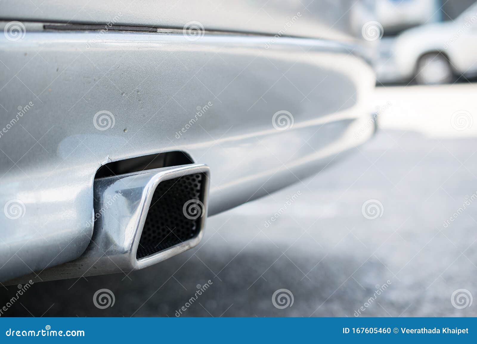 Close up car exhaust pipe stock photo. Image of chrome 167605460