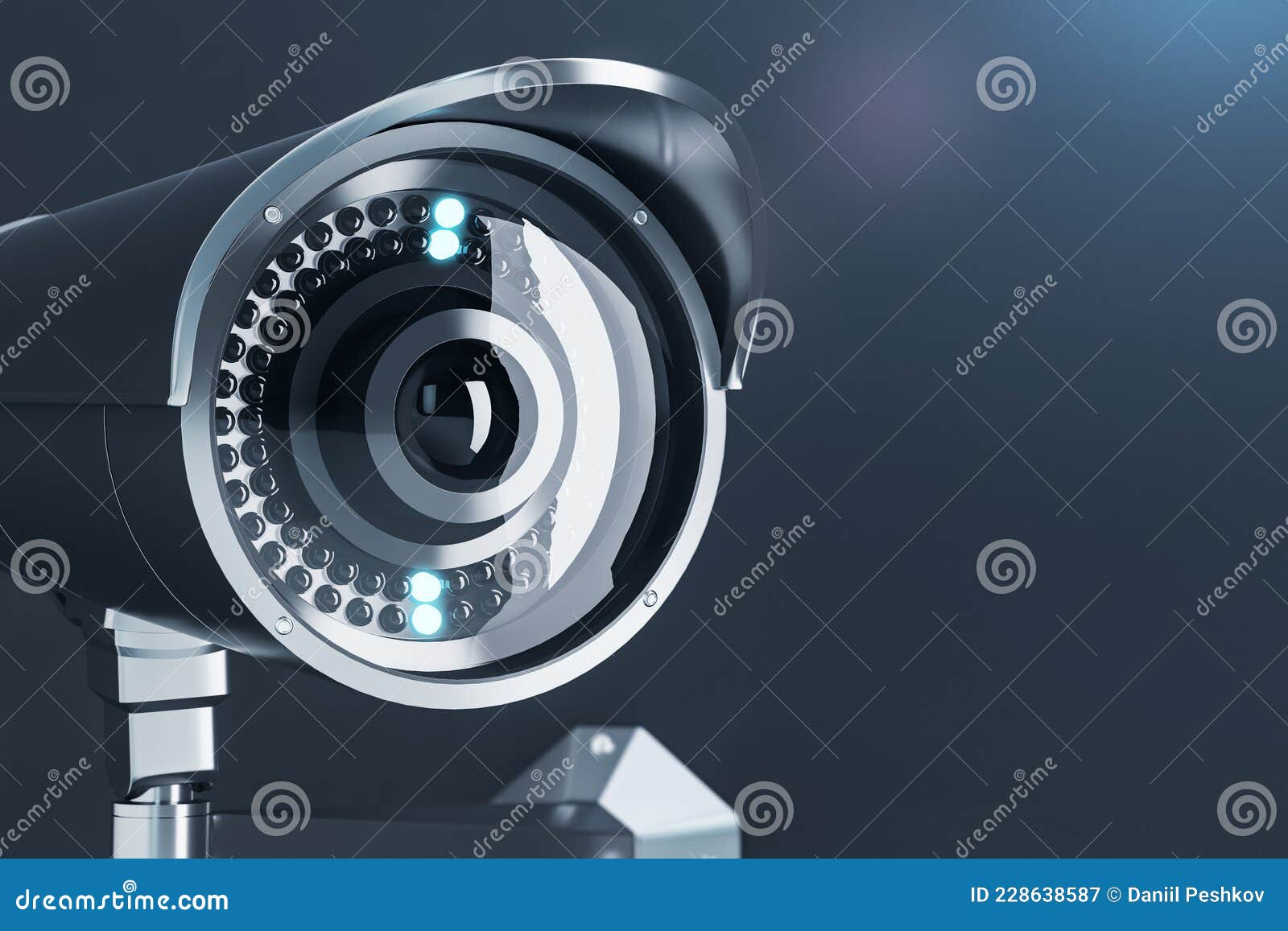 Close Up of Cctv Camera on Gray Background with Mock Up Place for Your