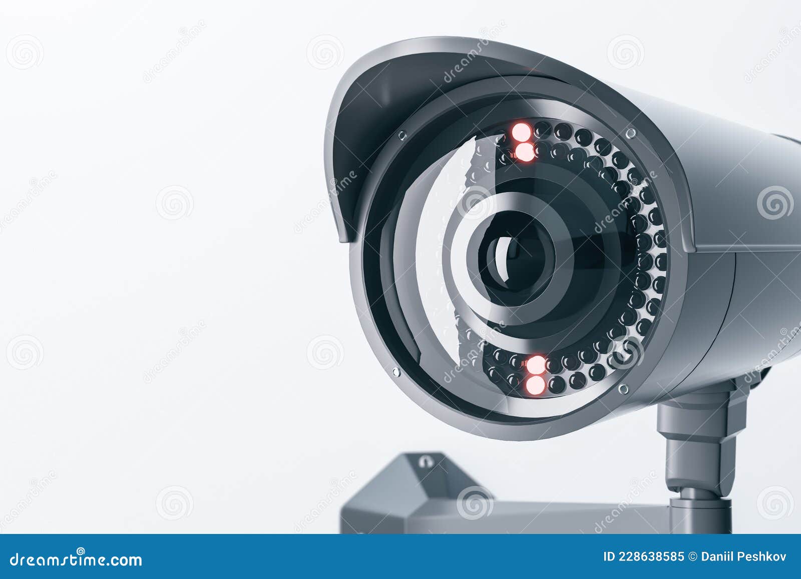 Close Up of Cctv Camera on Light Background with Mock Up Place for Your
