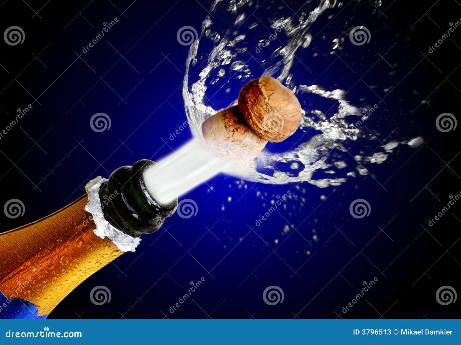 close up of champagne cork popping