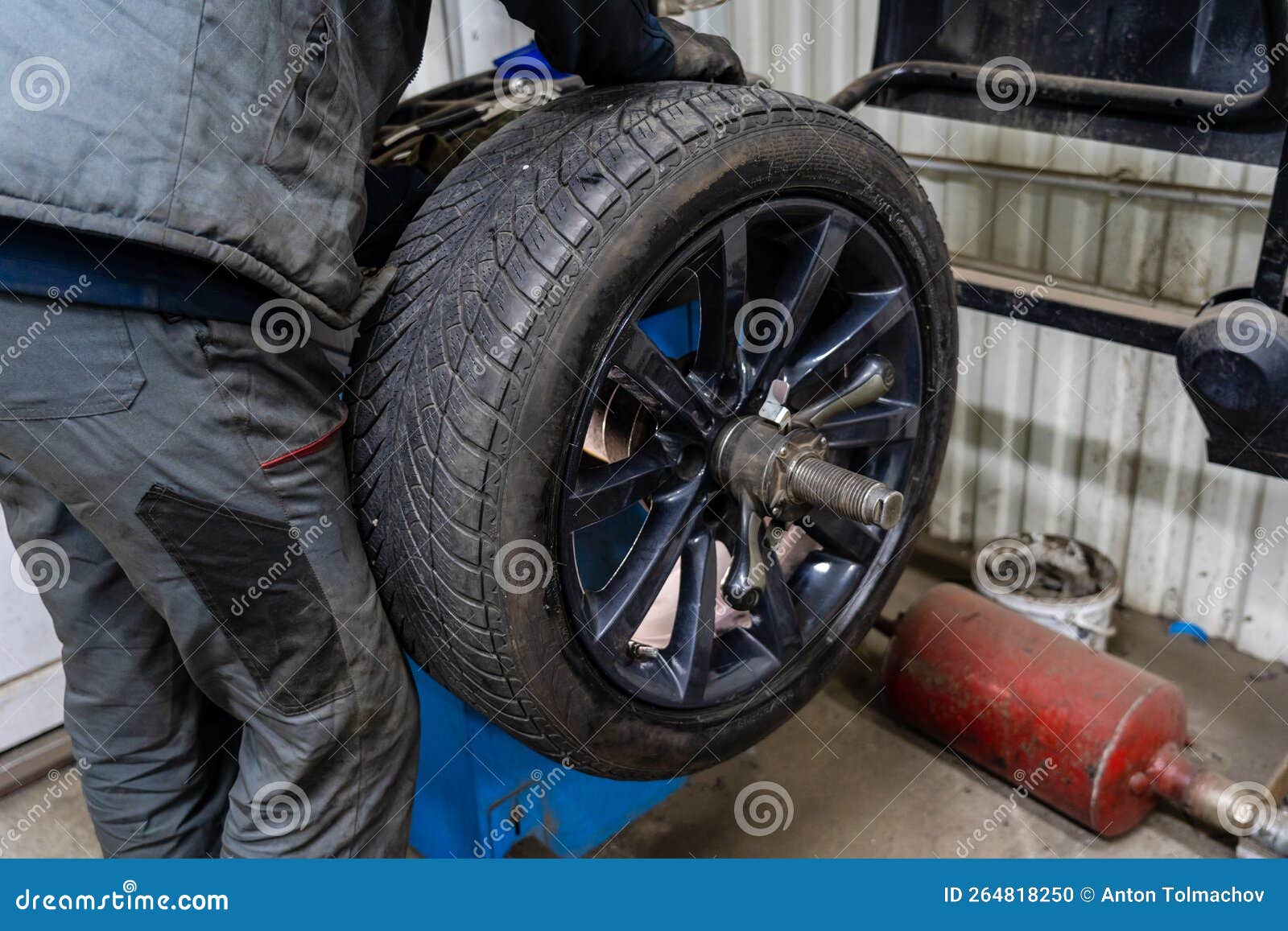 Close Up of Changing Car Tyre. Car Tire Fitting Stock Photo Image of