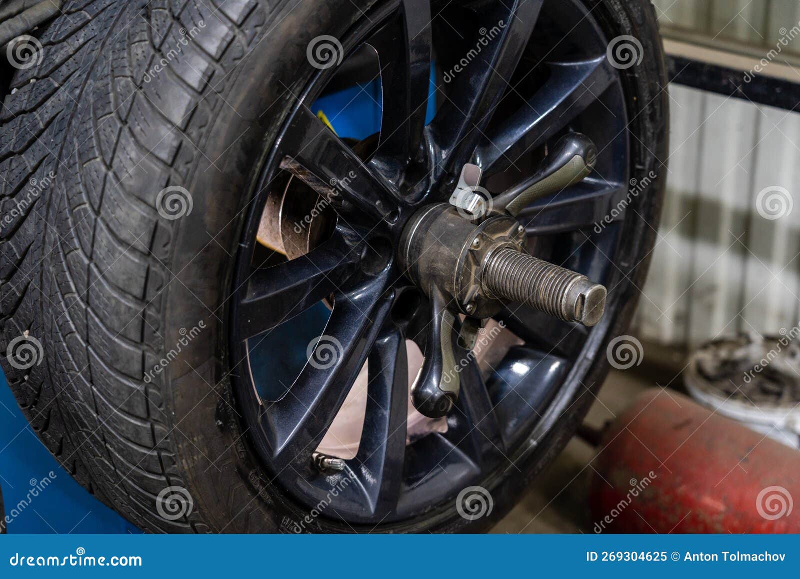 Close Up of Changing Car Tyre. Car Tire Fitting Stock Image Image of