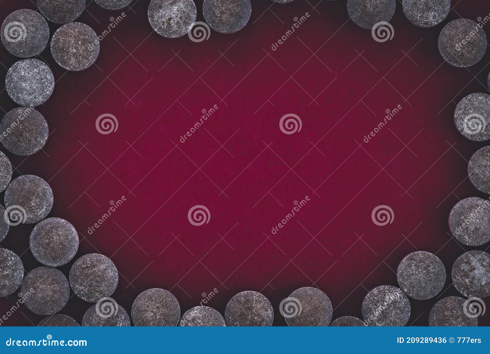 Closeup of Chelated Iron Tablets, with Negative Space. Dietary Concept