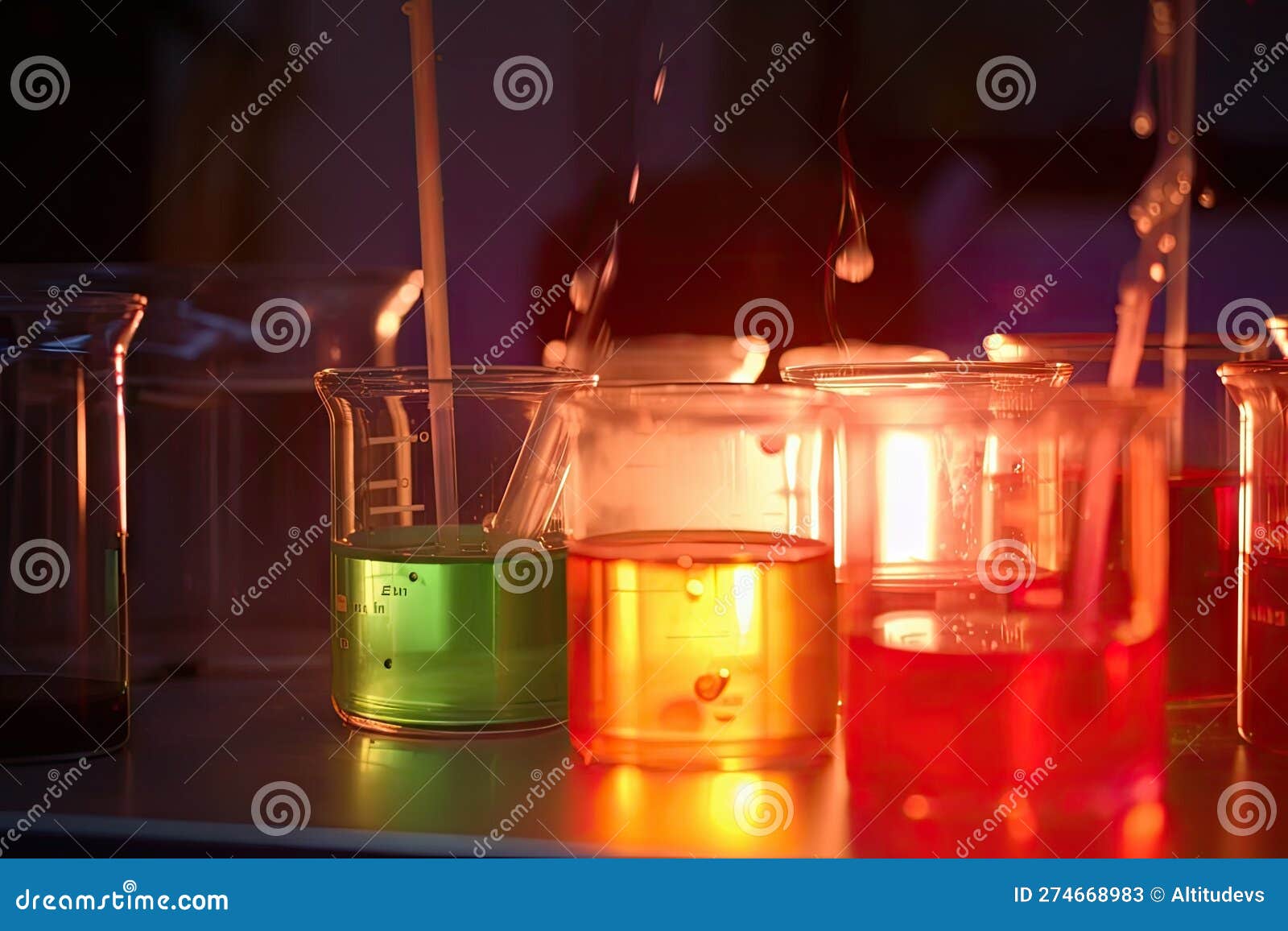 Closeup of Chemical Reaction in Laboratory Stock Image Image of