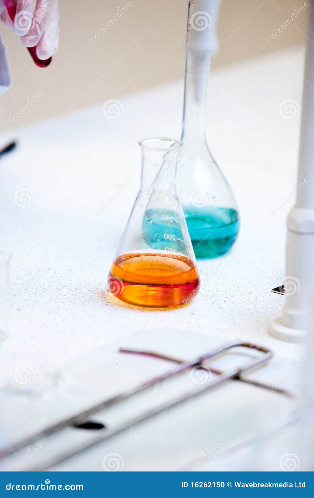 close-up of chemistry materials and liquids