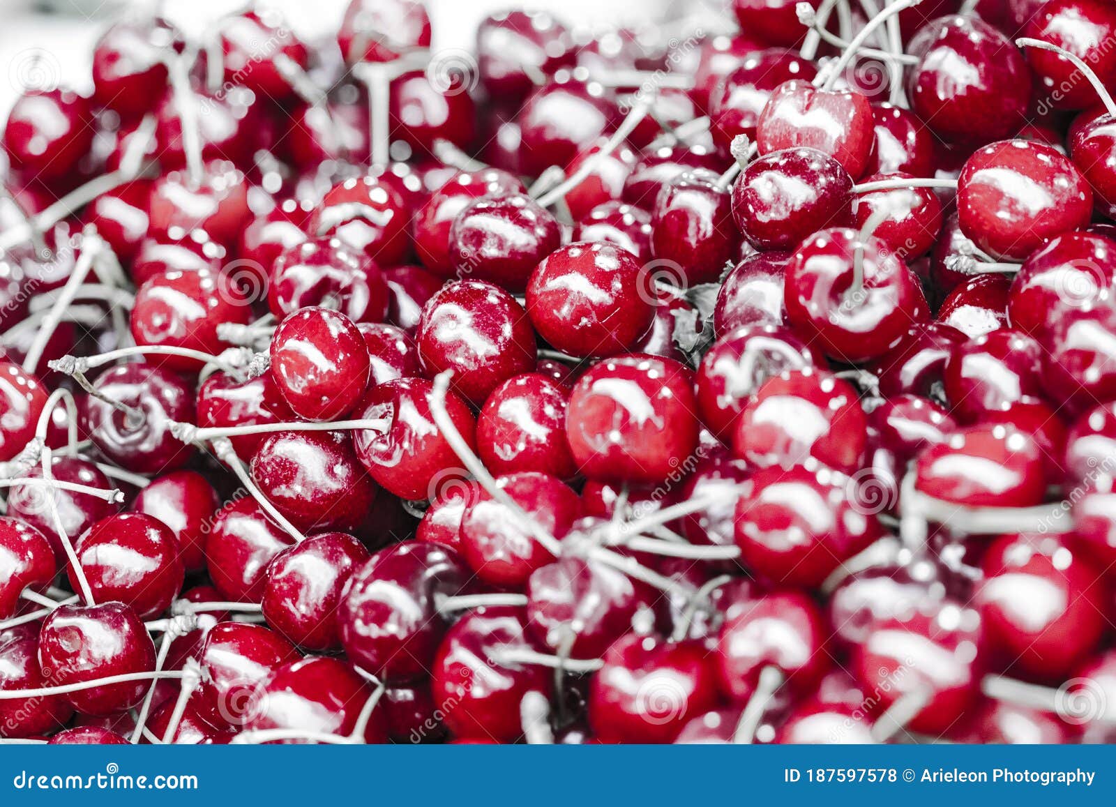 Close up on a cherry pile stock photo. Image of berry 187597578