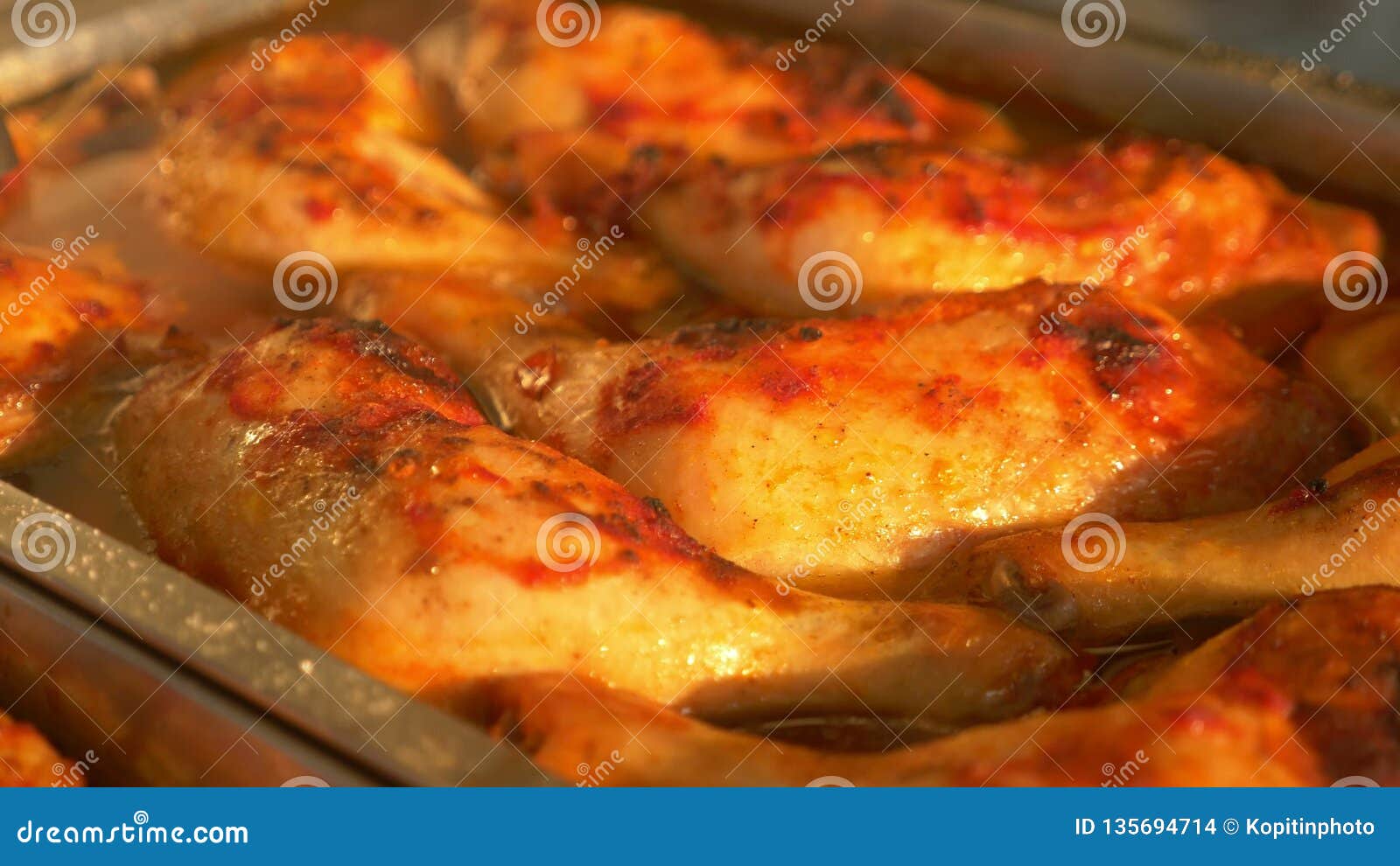 Closeup. Chicken Legs in Tomato Sauce on a Tray. Stock Photo Image of fresh, fried 135694714