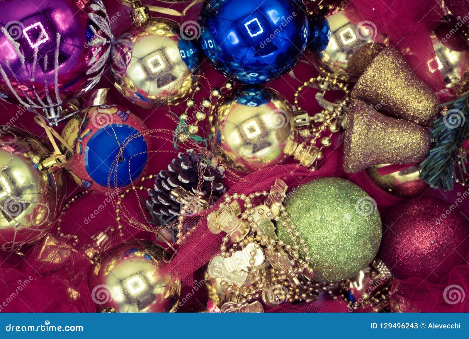 Close-up of Christmas Colorful Decorations. Stock Image - Image of ball ...