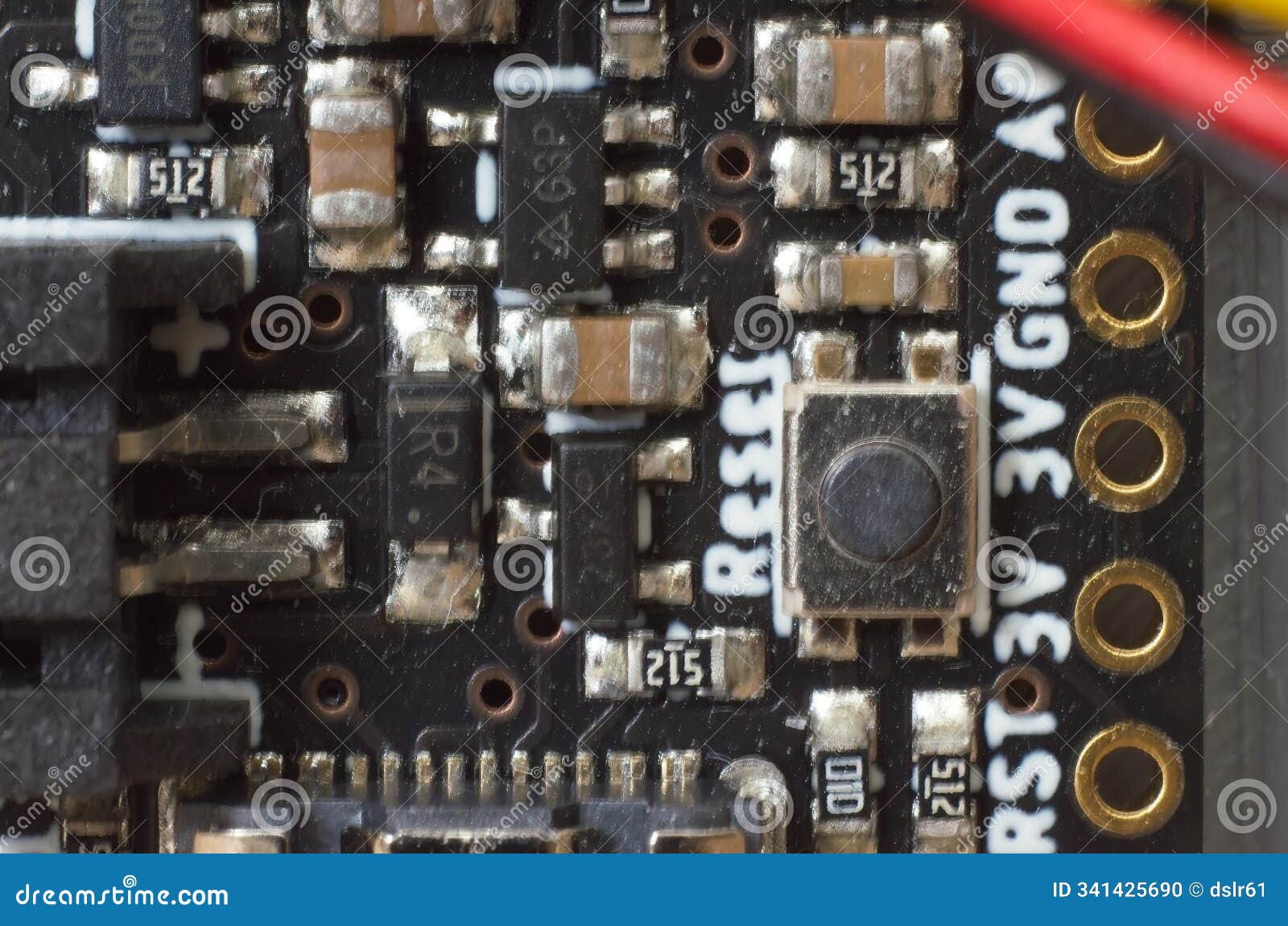 close-up of circuit board with electronic components