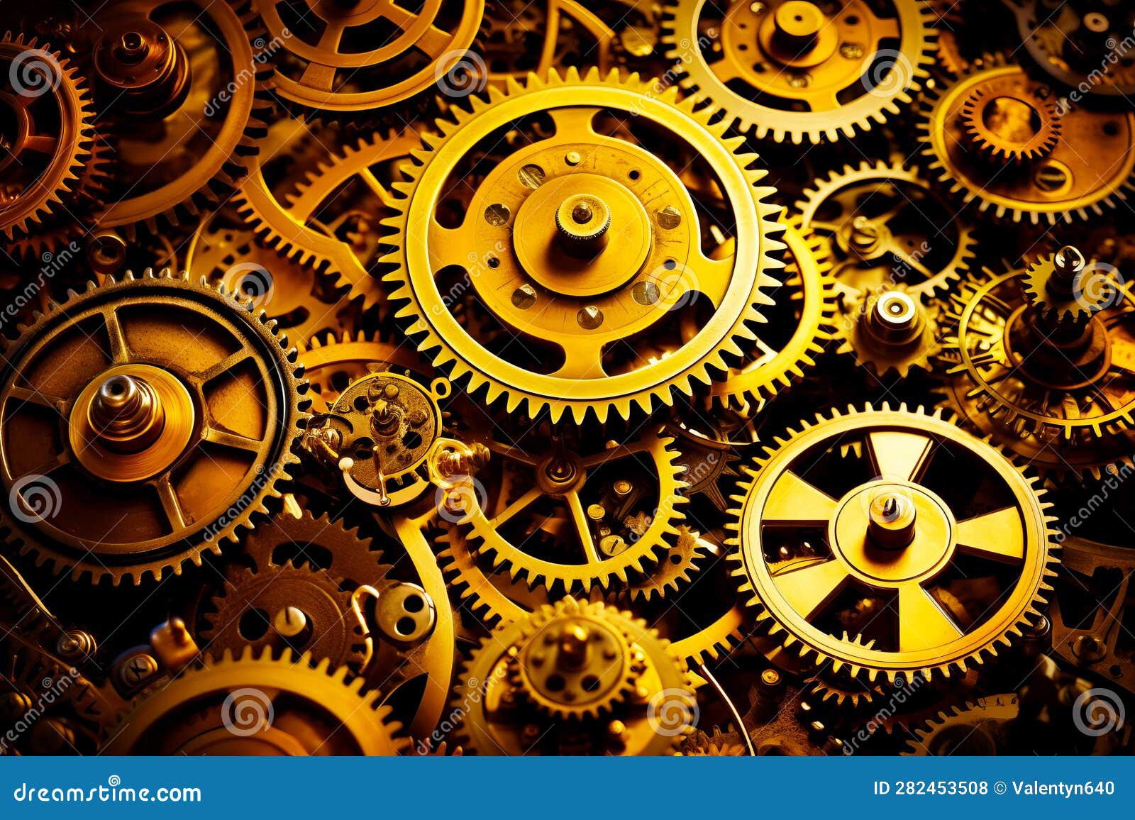 Close Up of Clock with Many Gears on it S Face. Generative AI Stock