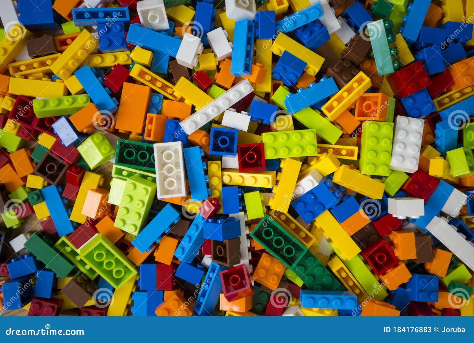 Cluttered Pile of Colorful Toy Construction Bricks Stock Image Image