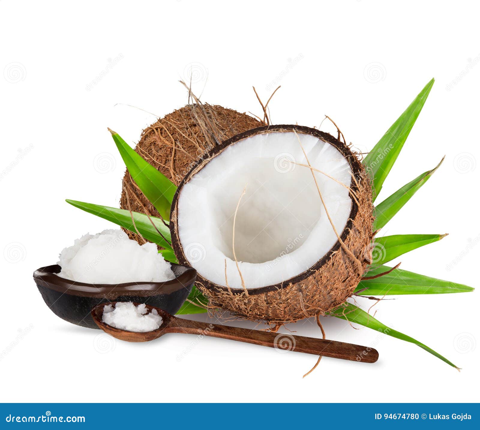 Close-up of a coconuts on white background. Close-up of a fresh tasty coconuts. Isolated on white background.