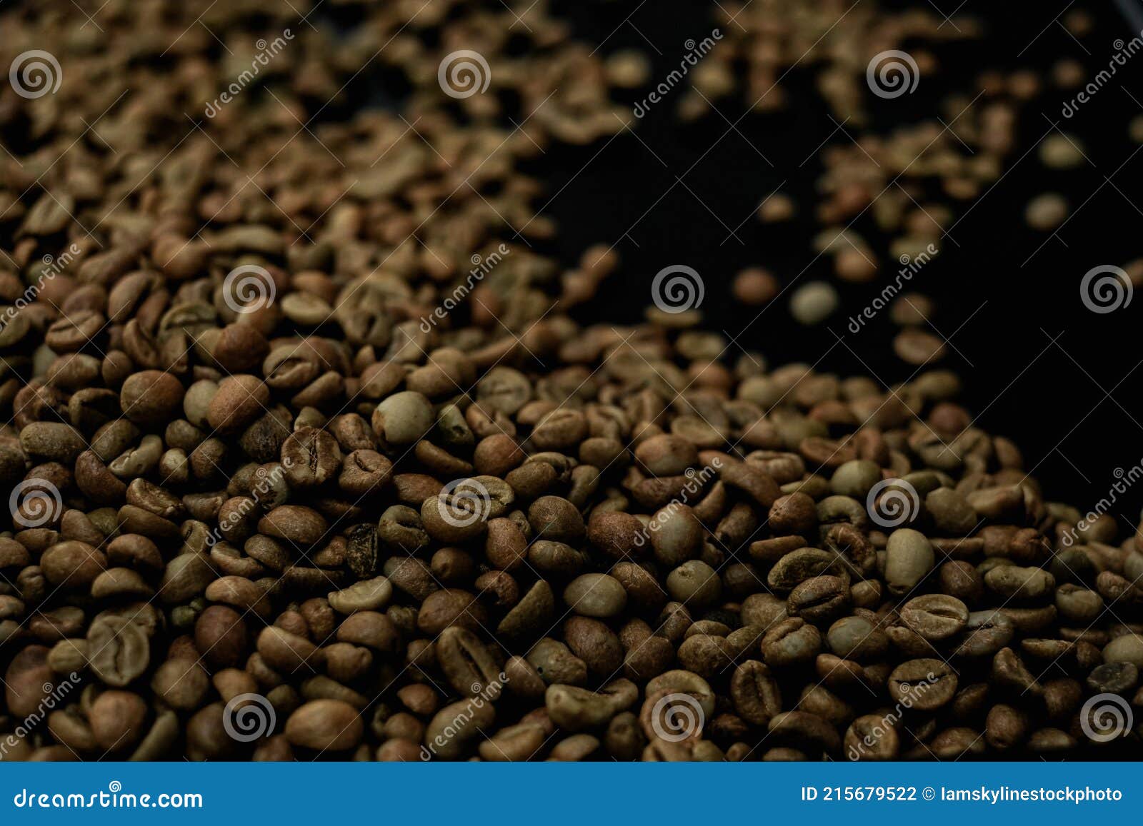Close Up Coffee Beans Background. Green Bean Coffee Stock Photo Image