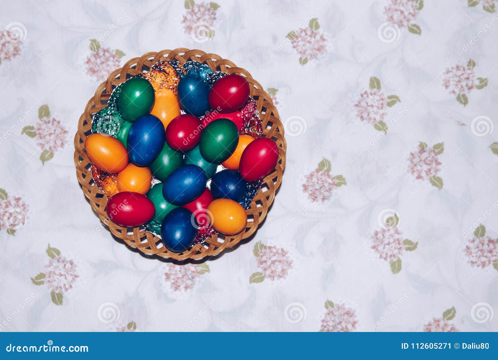 Close Up of Colorful Easter Eggs in a Basket. Happy Easter, Christian ...
