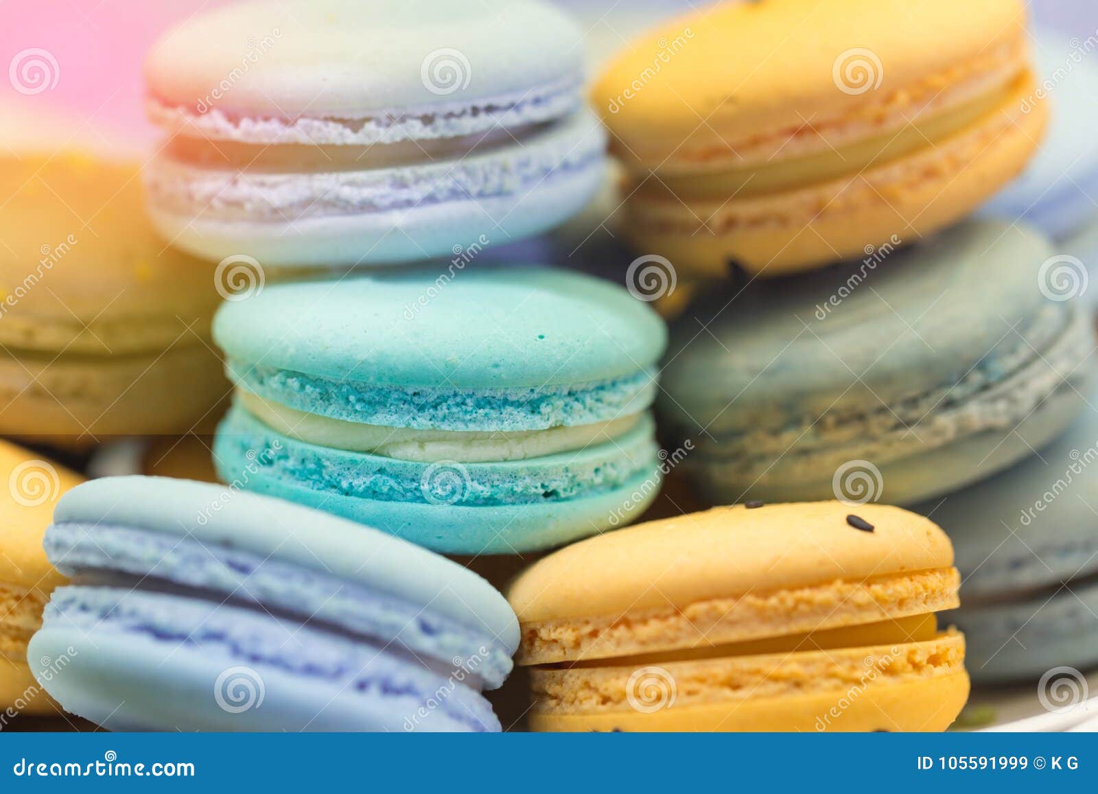 Close Up of Colorful French Dessert Macarons on a Plate Stock Image ...