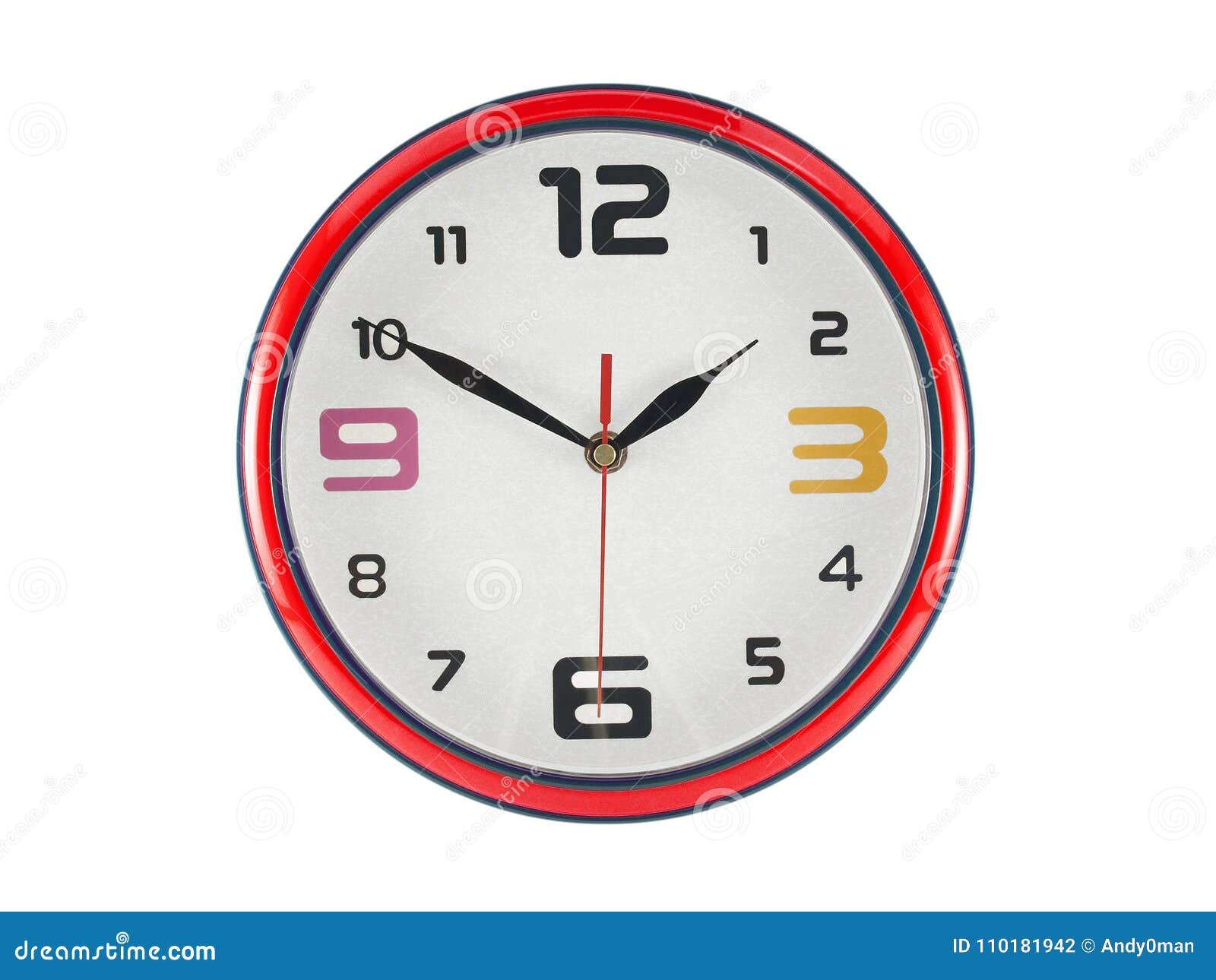 Sceptisch Onderhandelen Schandalig Colorful Round Shaped Wall Clock with Red Edge Isolated on White Background  Stock Photo - Image of deadline, colours: 110181942
